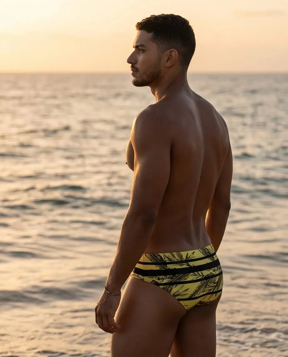 Yellow striped Swim Brief 6 cm - Aberbeach