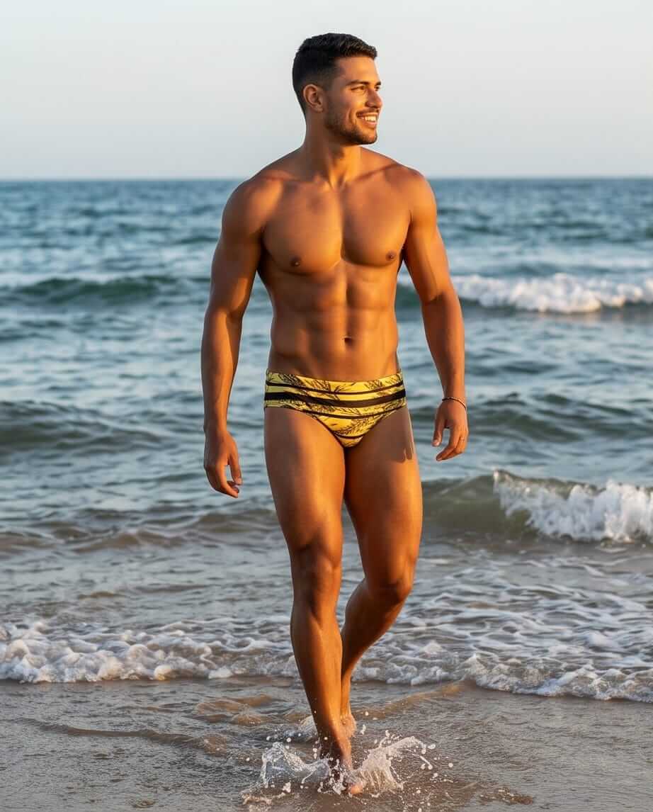 Yellow striped Swim Brief 6 cm - Aberbeach