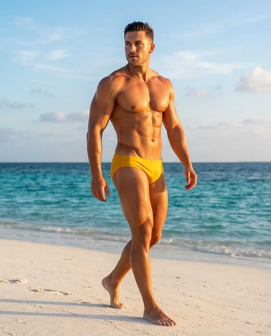 Yellow Swim Brief 6 cm Side - Aberbeach