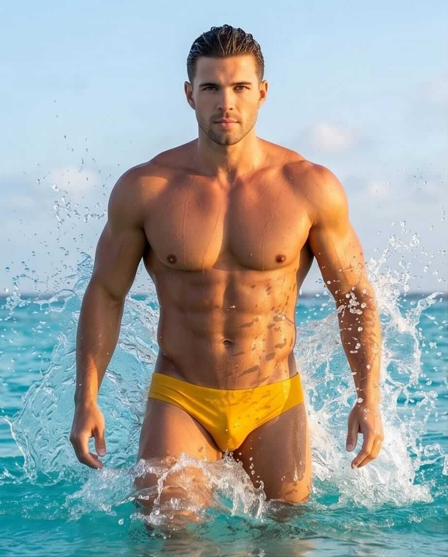 Yellow Swim Brief 6 cm Side - Aberbeach
